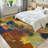 Brown Art Abstract Colors Orange Green Blue Painting Surface Machine Washable Indoor Area Rug-129431635