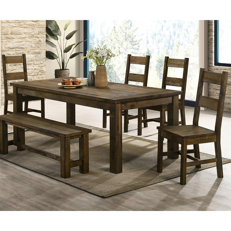 Chaises de salle à manger rustiques brun doré (2) - dossier, rustique, brun, bois d'hévéa, H 42,56 po x l 18,5 po x P 20,75 po, capacité de poids de 300 lb (paire) Thème, uni, H 42,56 po x l 18,5 po