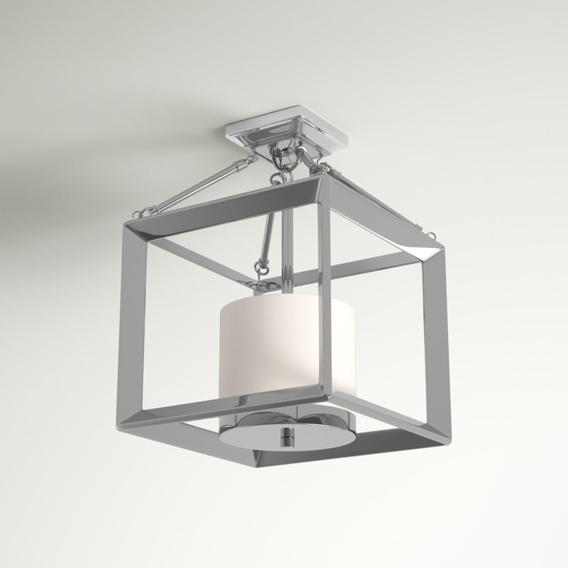 Averee Glass Semi Flush Mount, Chrome