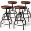 Tabouret de bar rétro Vintage industriel - Tabouret de bar pivotant rustique - Tabouret rond en métal et en bois