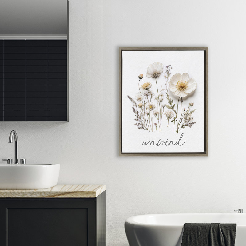 Cadre flottant à fleurs pressées, conception par lettres et doublure, Cadre flottant orme Montalcino, H 31 po x l 25 po