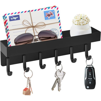 Magnetic Key Holder Wall Mount, Compact Metal Key Rack with Tray