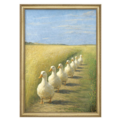 Country Path with Ducks Farm Landscape Wall Decor for Living Room Bedroom or Kitchen Framed Wall Art 26"x36"