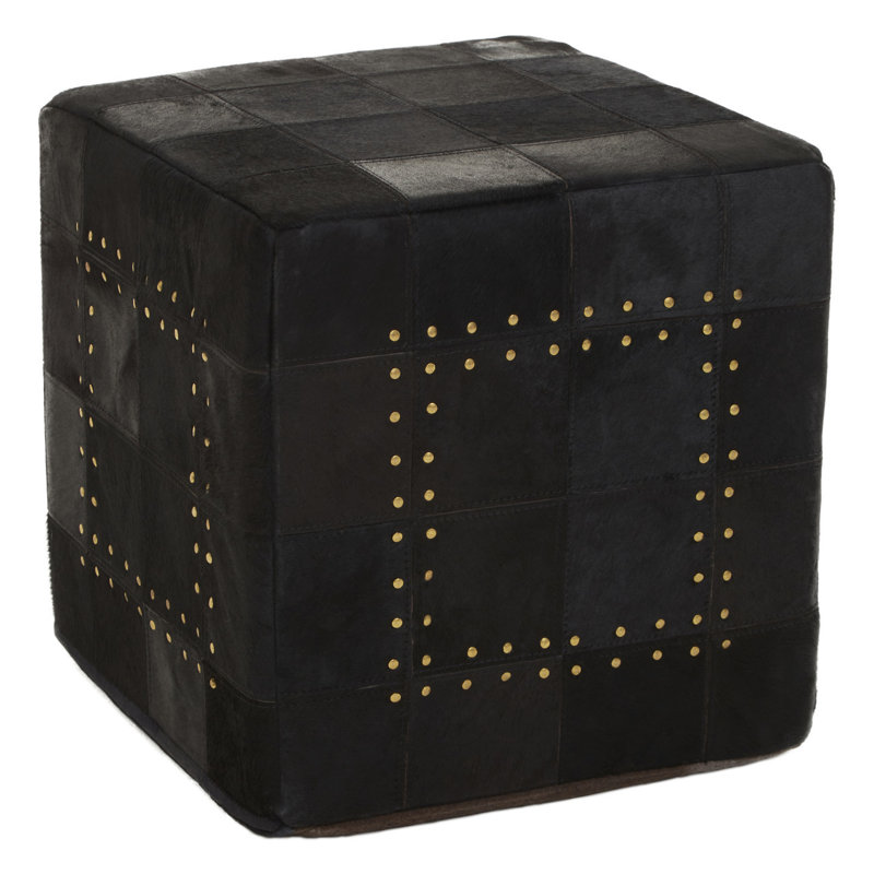 Tallent 40cm Wide Genuine Leather Square No Pattern Pouf Ottoman