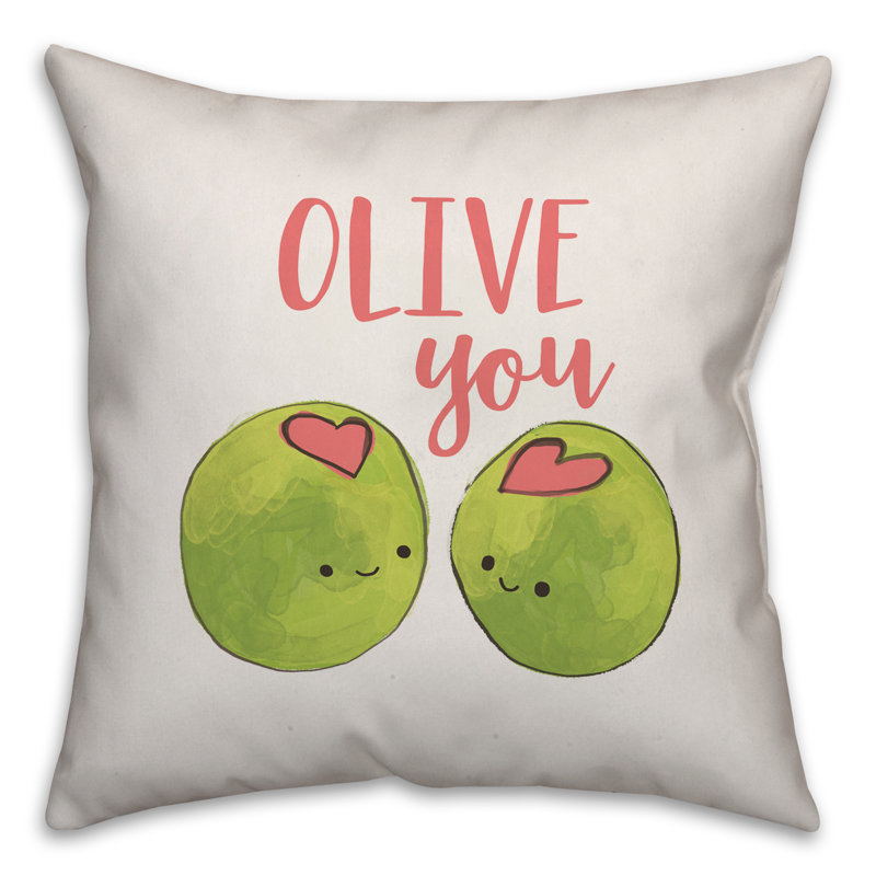  Coussin Olive, H 16 po x l 16 po