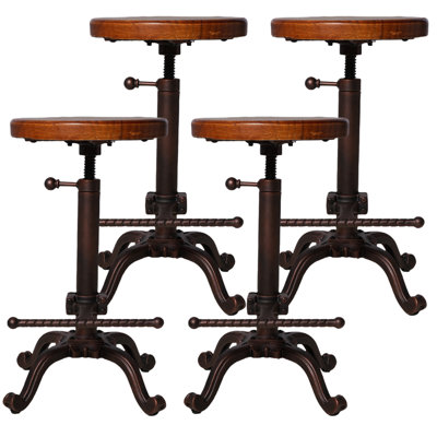 Vintage Swivel Bar Stool 22.04-25.98Inch Height Adjustable Industrial Counter Stools For Kitchen Island Farmhouse Shop Chair With Footrest by Williston Forge