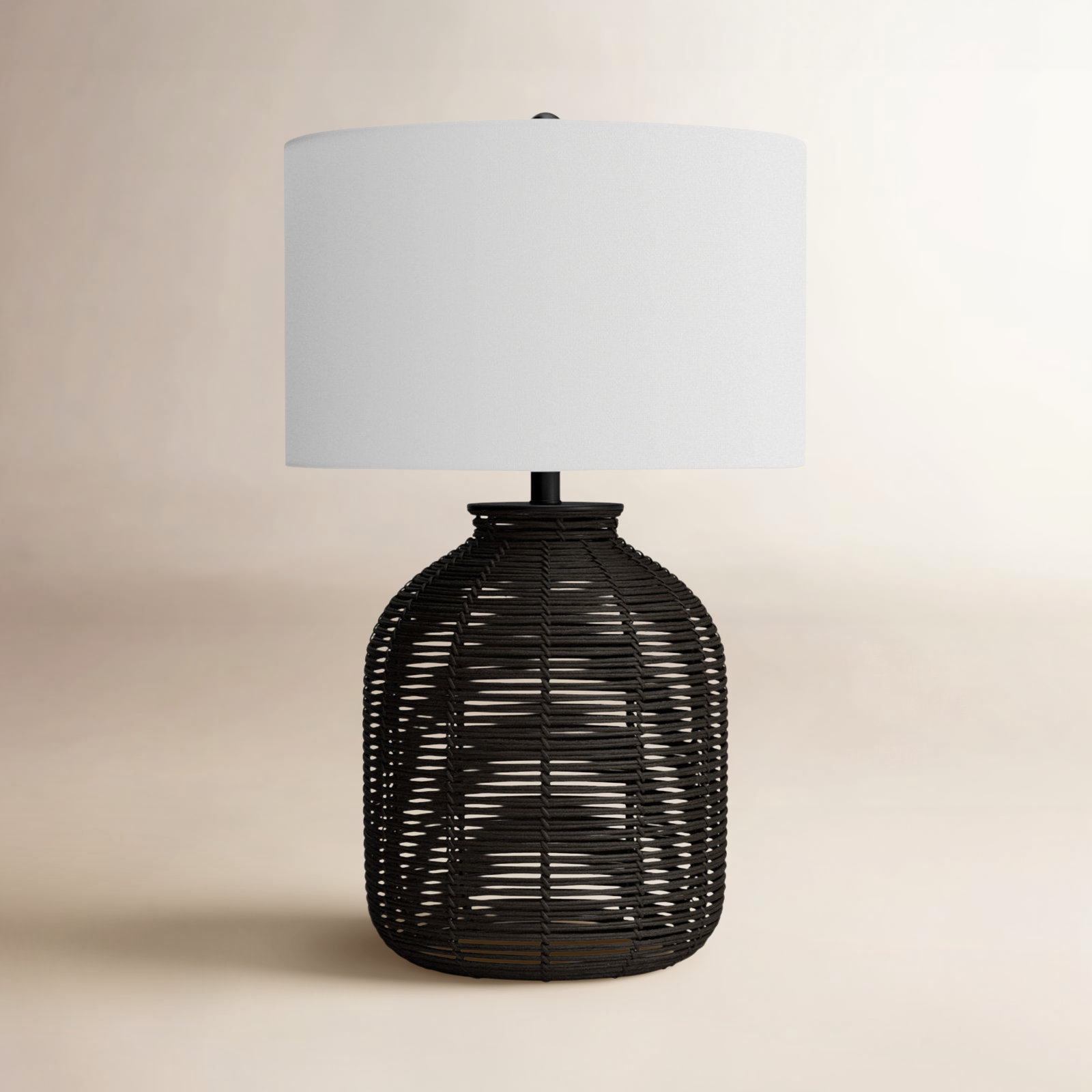 Wicker/Rattan Table Lamp, Black