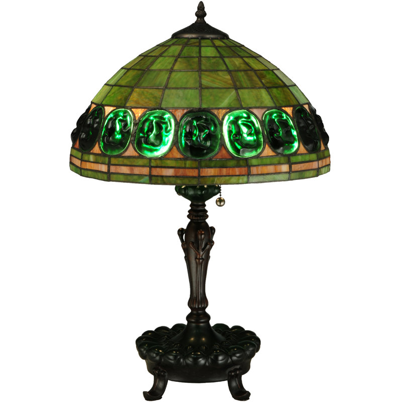 24" Mahogany Bronze Stained Glass Table Lamp