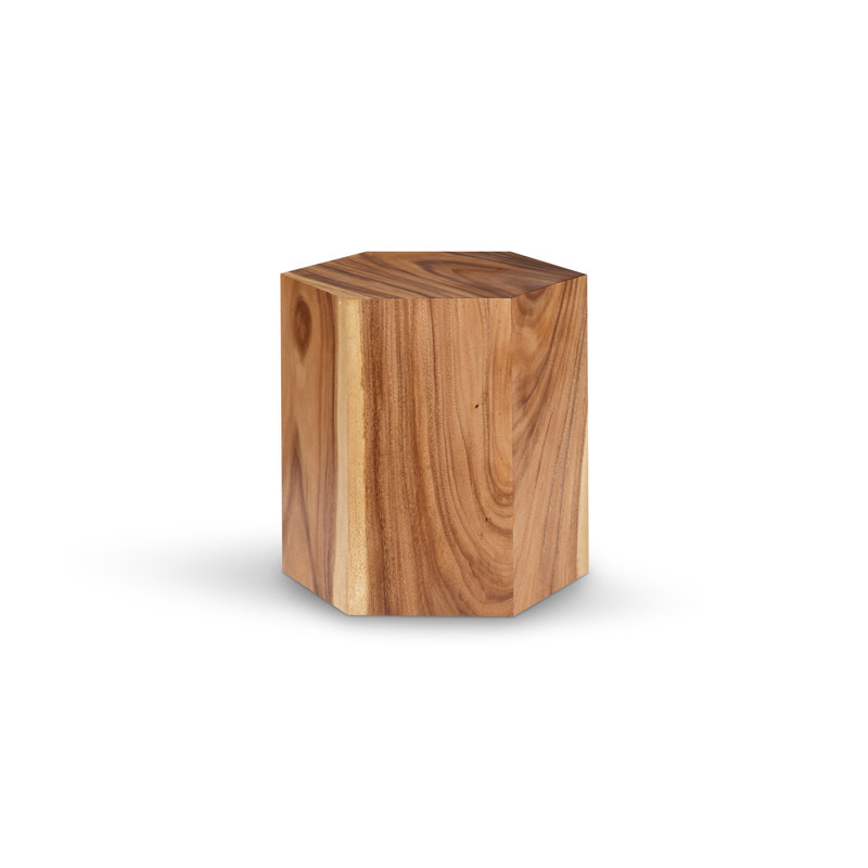 Hexagonal Solid Wood Brown End Table