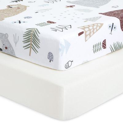 Evolur Grizzly Bear Collection ( 2pc Sheet Set ), Light White & Bear Print