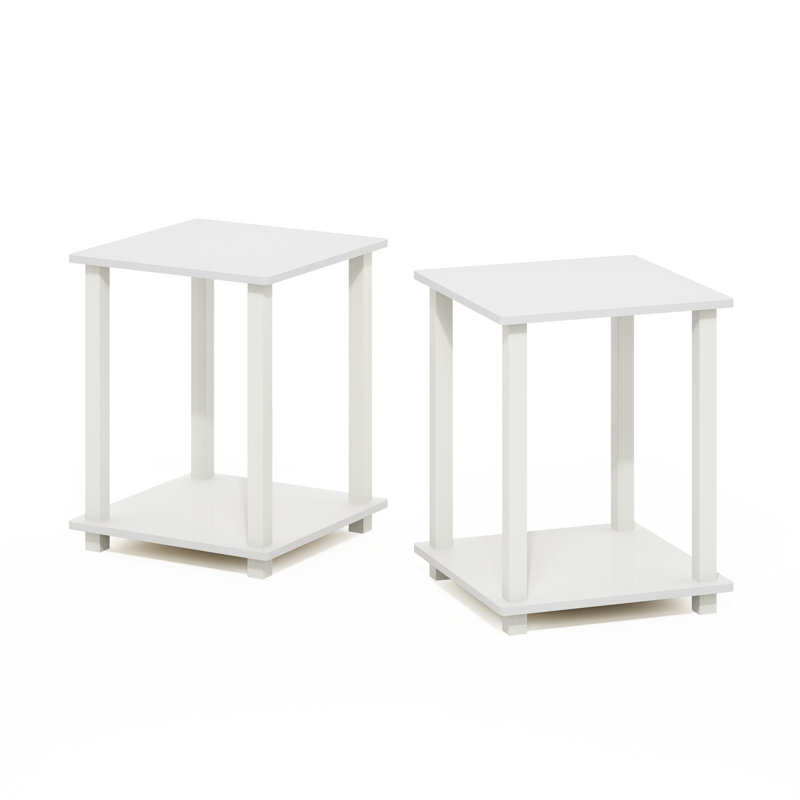 Ensemble de tables de bout avec rangement Bianco, Blanc, Blanc