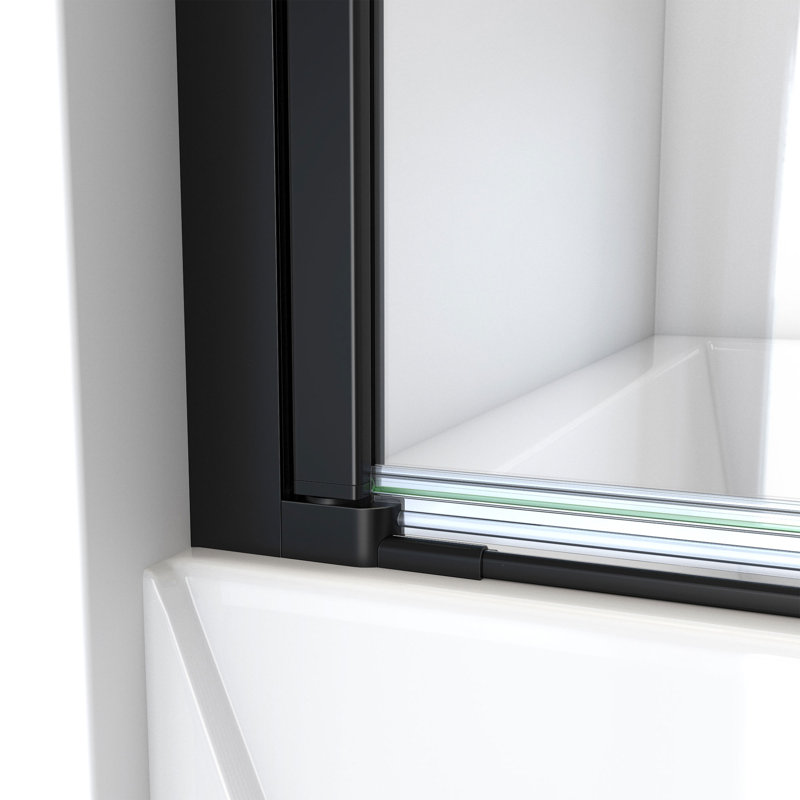 Aqua-Q Fold 36 W X 58 H Frameless Tub Door, Matte Black