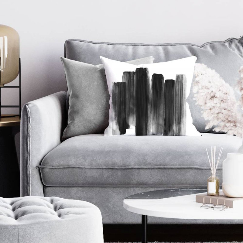 Black shapes - 16"x16" Throw pillow cover - Poly twill - Print on demand, 16" x 16"