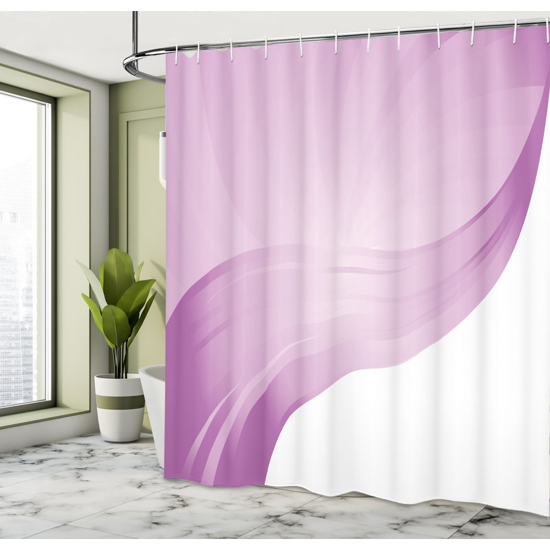 Ensemble de rideau de douche + crochets, H 75 po x l 69 po, Fuchsia pâle