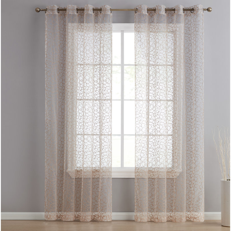 Denis Semi Sheer Curtain Pair, Taupe, 54" x 84"