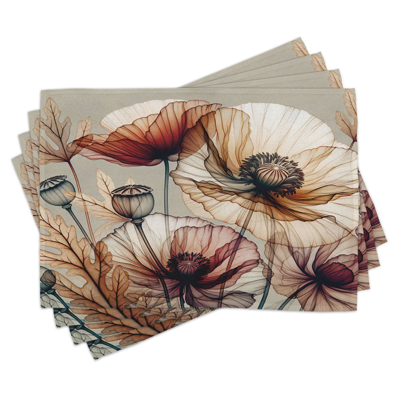 Ensemble de 4 napperons Ambesonne Vintage Fantasy View Poppy