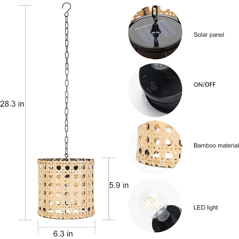Luminaire suspendu d'extérieur câblé 5,9 po