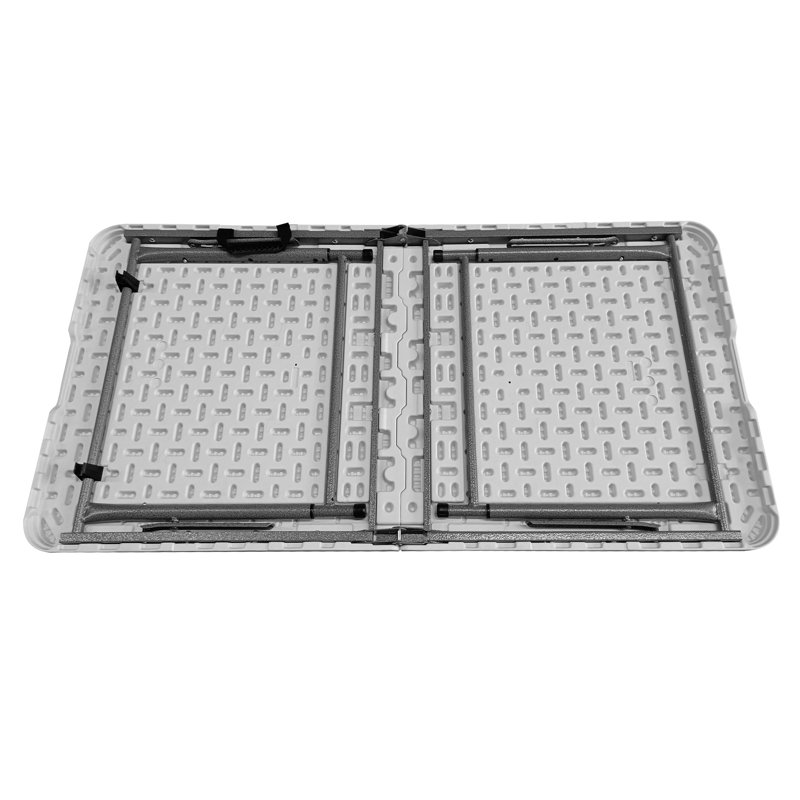 Table pliante réglable en hauteur 4 pi blanc granit avec poignée facile à transporter