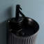 Lavabo de salle de bain encastré à cuve simple en céramique 14,2 po avec lavabo sur pied en céramique et robinet encastré Paklorde-99732247
