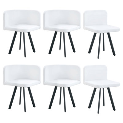 Ensemble de 6 chaises de salle à manger 28,50 x 24,60 x 15,00 pouces, avec support ergonomique et imperméables, cadre en cuir ciré huilé pour bureau blanc