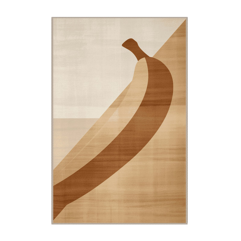 Machine Washable Easton Banana Modern Solid Color Rug in Brown – Beige Binding, 5x8