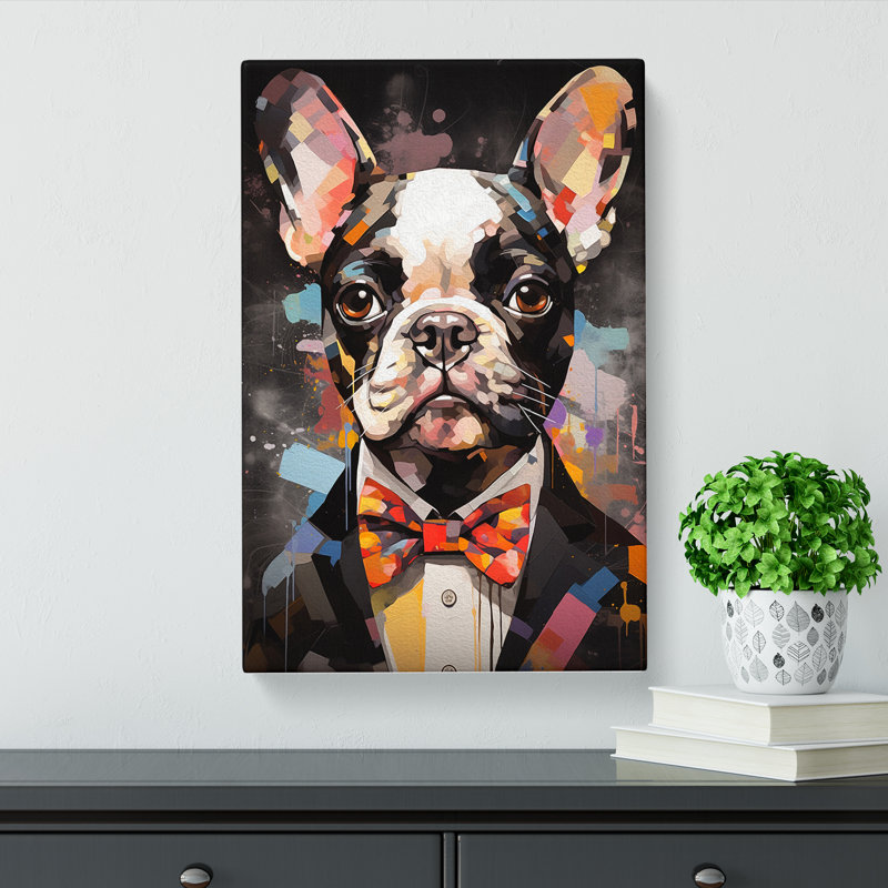 French Bulldog Dadaism Art - Wrapped Canvas, 76cm H x 50cm W x 3cm D