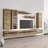 126" Modern Floating Wall Mounted Entertainment Center with 16-Color LED Lighting, High Gloss Finish-1109420040
