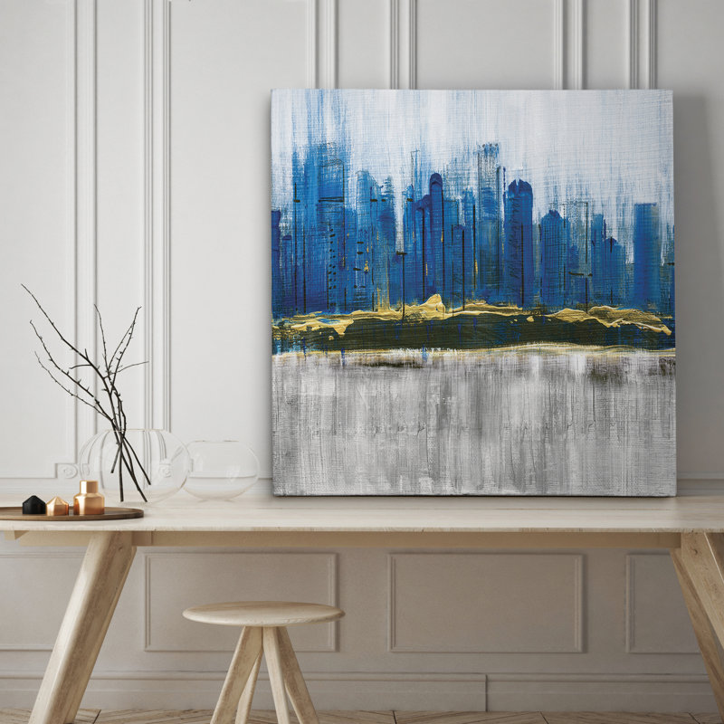« saphir city », impression sur toile, H 16 po x l 16 po x P 1,5 po, Toile tendue