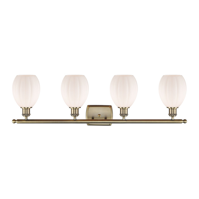 Éclairage pour meuble-lavabo 4 lumières Fleury, Nickel satiné brossé, Blanc mat, Led
