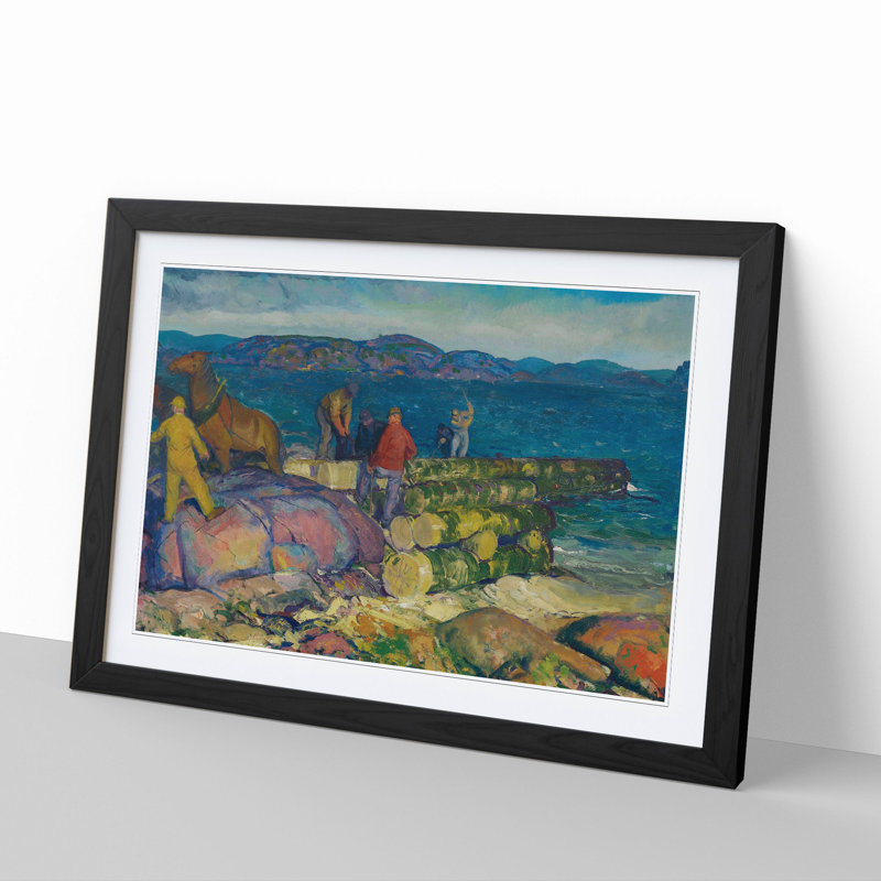Dock Builders by George Bellows - Picture Frame Painting, 36cm H x 48cm W x 2cm D, Black Framed