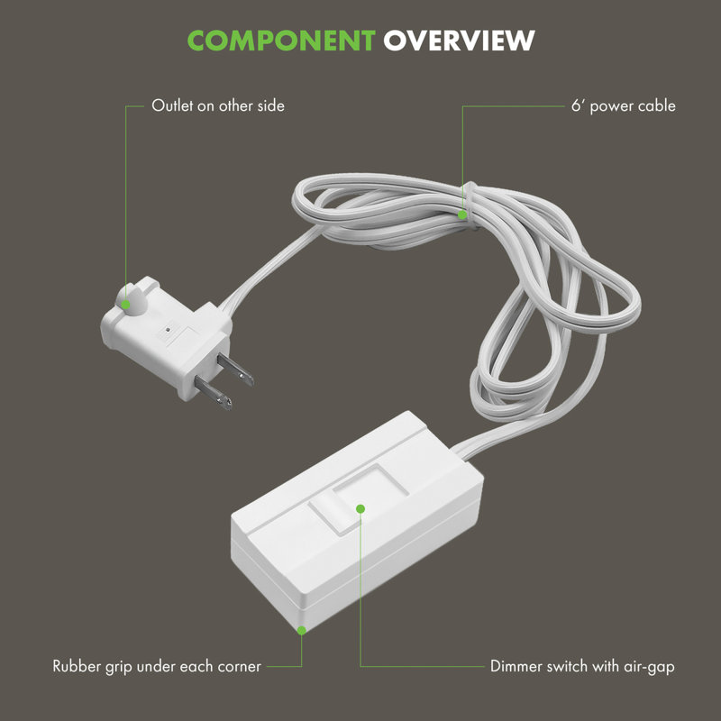 TopGreener Table-Top Plug in Dimmer with Slide Control for Lamps - White (3 Pack)