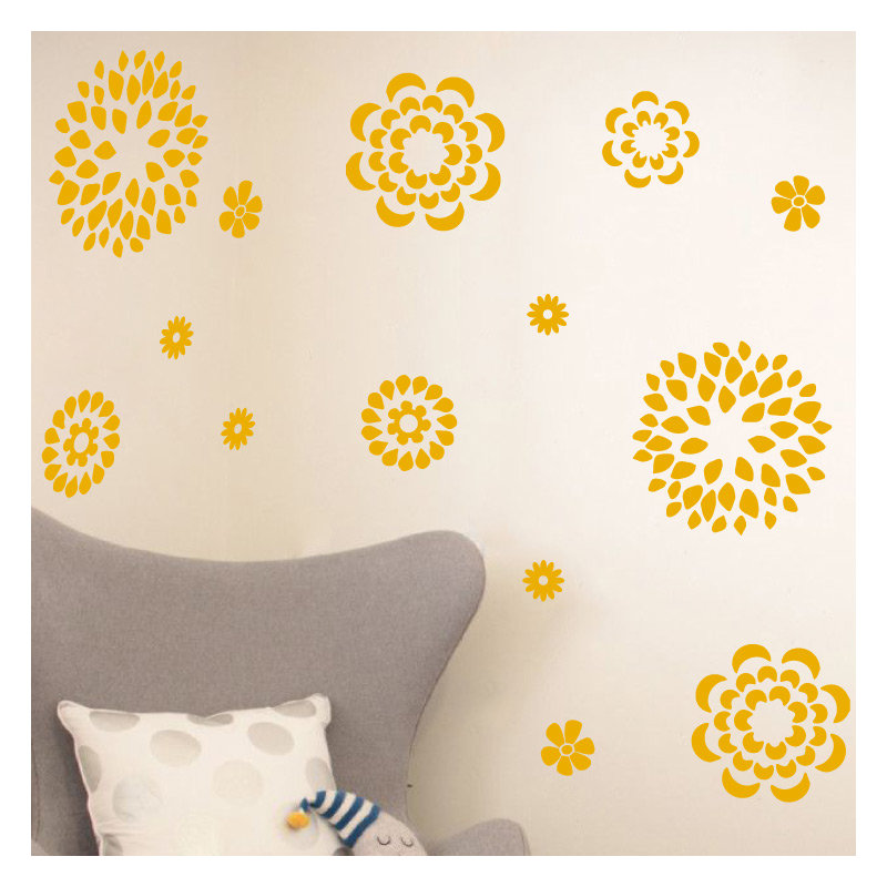 Adhésif décoratif motif floral, H 38 po x l 48 po x P 0,01 po, Jaune signalisation