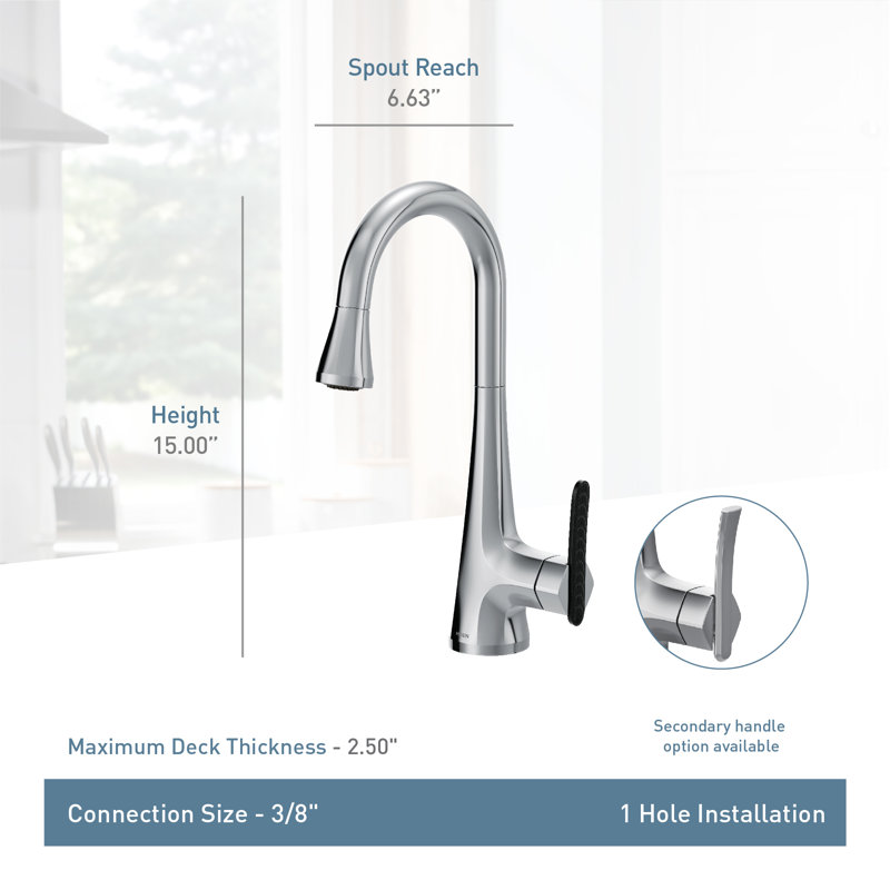 Sinema High Arc Pull Down Single Handle Kitchen Faucet with Power Clean and Reflex, Matte Black