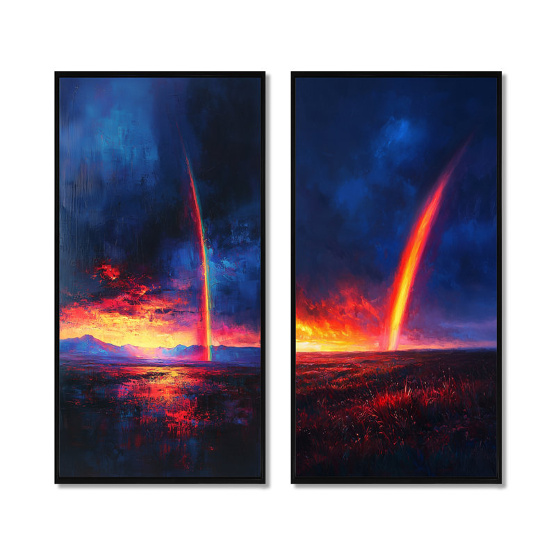 Rainbow After The Storm I - Collection d'art sur toile 2 pièces, 28" H x 25" W, Cadre flottant noir