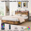 Structure de lit double avec tête de rangement et station de charge, solide, stable et silencieuse pour une chambre fonctionnelle-744777763-744777760