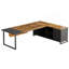 Bureau de direction en L 70,8 po avec classeur de 55 po, grand poste de travail industriel avec rangement, bureau d'angle pour la maison et le bureau, brun rustique et noir