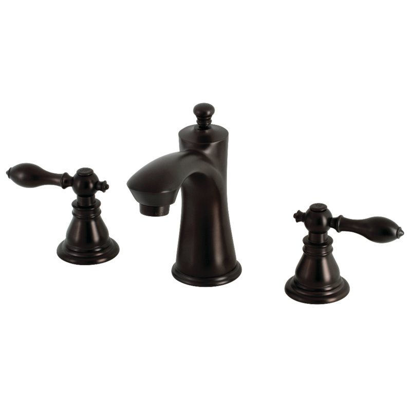 Kingston Brass American Classic Two-Handle 3-Hole Deck Mount Widespread Bathroom Faucet with Retail Pop-Up Drain