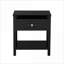 Table de chevet en bois noire 23 po avec plateau en verre et tiroir Dylan-90708480
