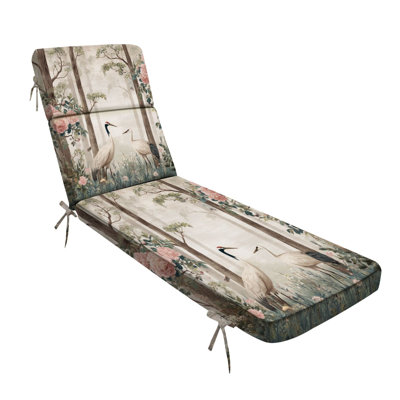  Coussin de patio pour l'extérieur 3 po Magnifique chinoiserie exotique dessiné à la main des rosiers de Chine Coussin de chaise longue résistant à l'eau pour les meubles de patio