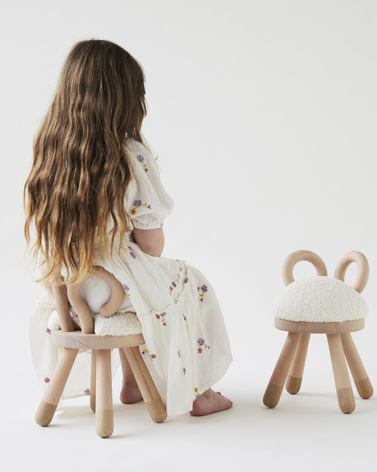 Kids Wood Novelty Chair and Ottoman Set
