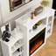 Manteau de cheminée électrique autoportant blanc avec tablettes de rangement, console de foyer classique de 60 po avec télécommande pour le salon