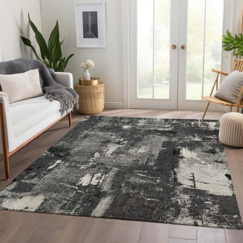 Tapis abstrait lavable à la machine de qualité supérieure AMF989, Rectangle 10 pi x 14 pi