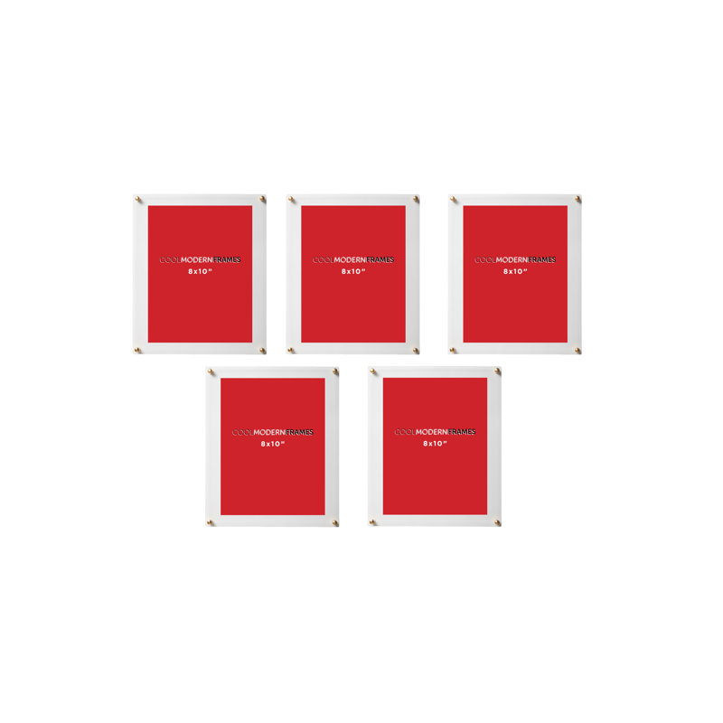 Picture Frame - Set of 5, Clear/Gold, 8" x 10"