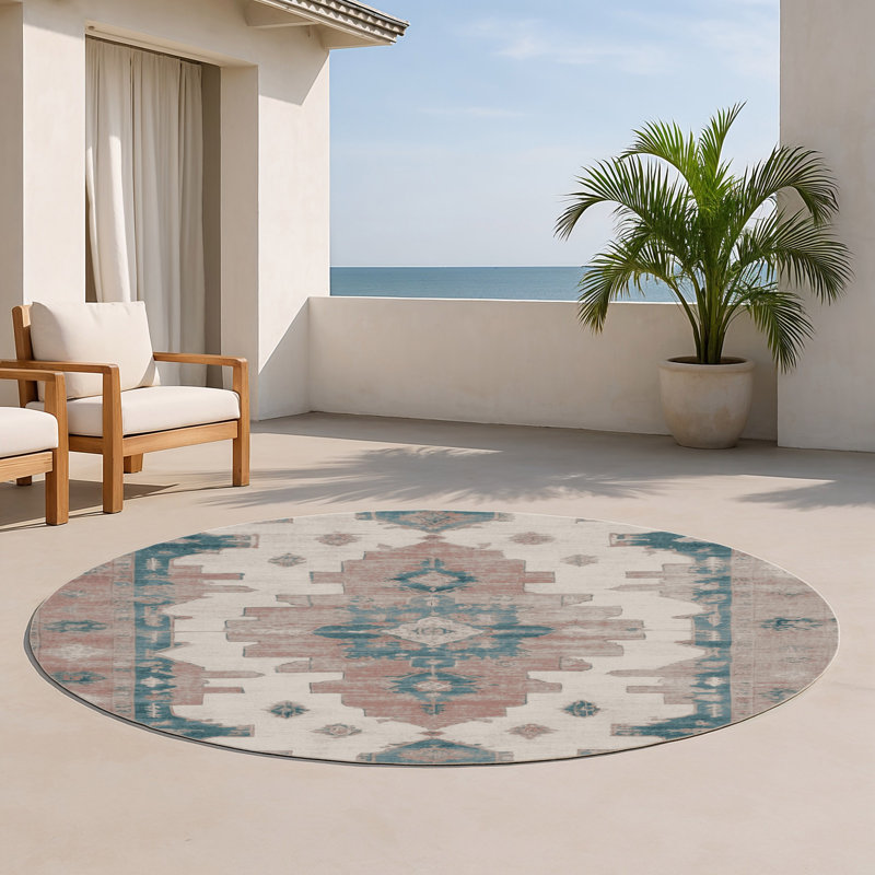 Tapis gris intérieur et extérieur surteint, Rond 5 pi