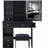 29.2" Small Size Left Drawer Desktop Vanity Table + Cushioned Stool, 2 AC+2 USB Power Station, Hair dryer bracket, Extra Large Touch Control Sliding LED Mirror, Tri-color Switching, Brightness Adjust-456174244