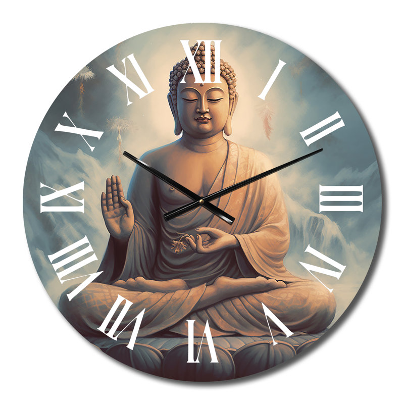 Statue de Bouddha horloge murale en métal, Petit