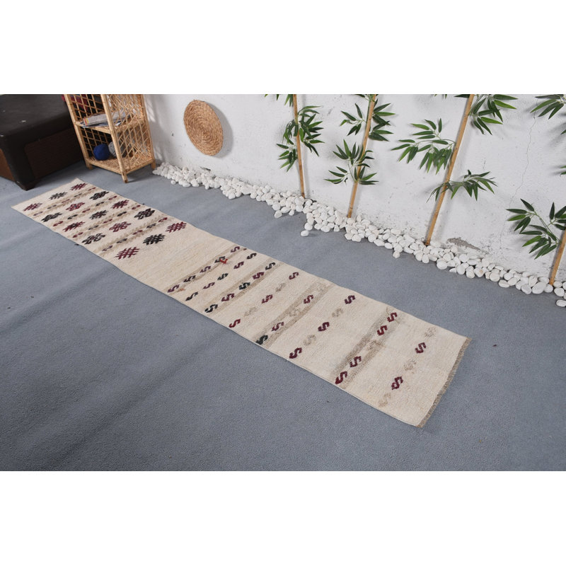 Tapis de couloir 1,7 x 9,4 pi, tapis turcs, tapis de décoration beige, tapis frais, tapis antique, tapis rétro