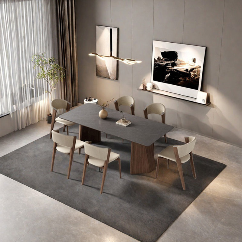 Ensemble de table de salle à manger en chêne fritté unique, H 29,53 po x L 55,12 po x l 31,5 po
