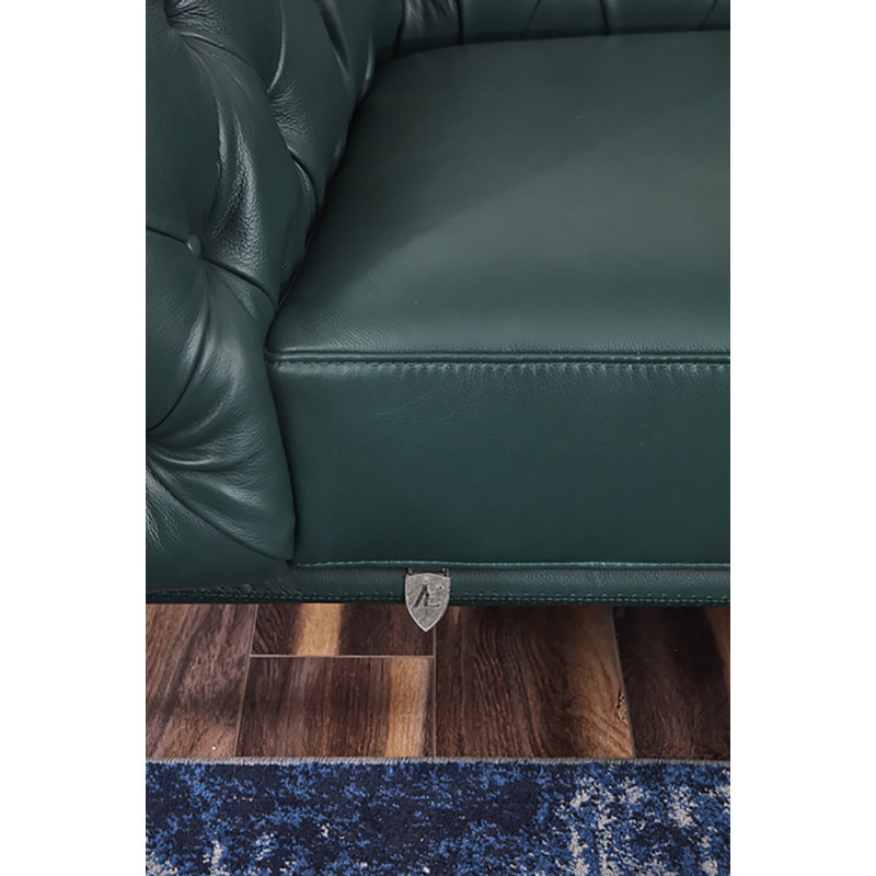 Fauteuil en cuir brun 40 EK8009 40, Cuir véritable vert foncé