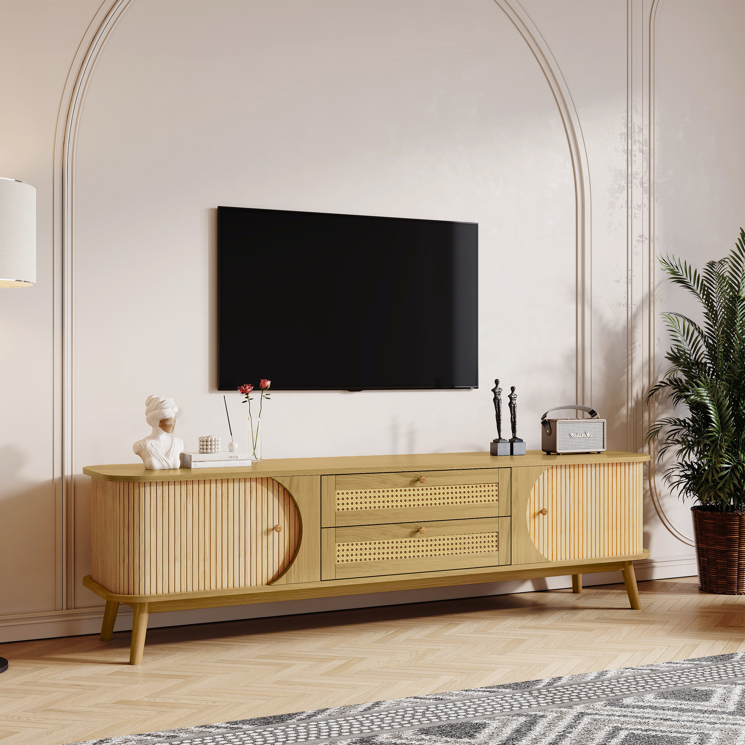 Bay Isle Home™ Modern Home TV Cabinet Farmhouse Style Multimedia ...